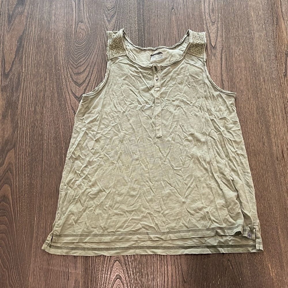 NWOT Eddie Bauer Green Button Front Ikat Tank Top Size S
